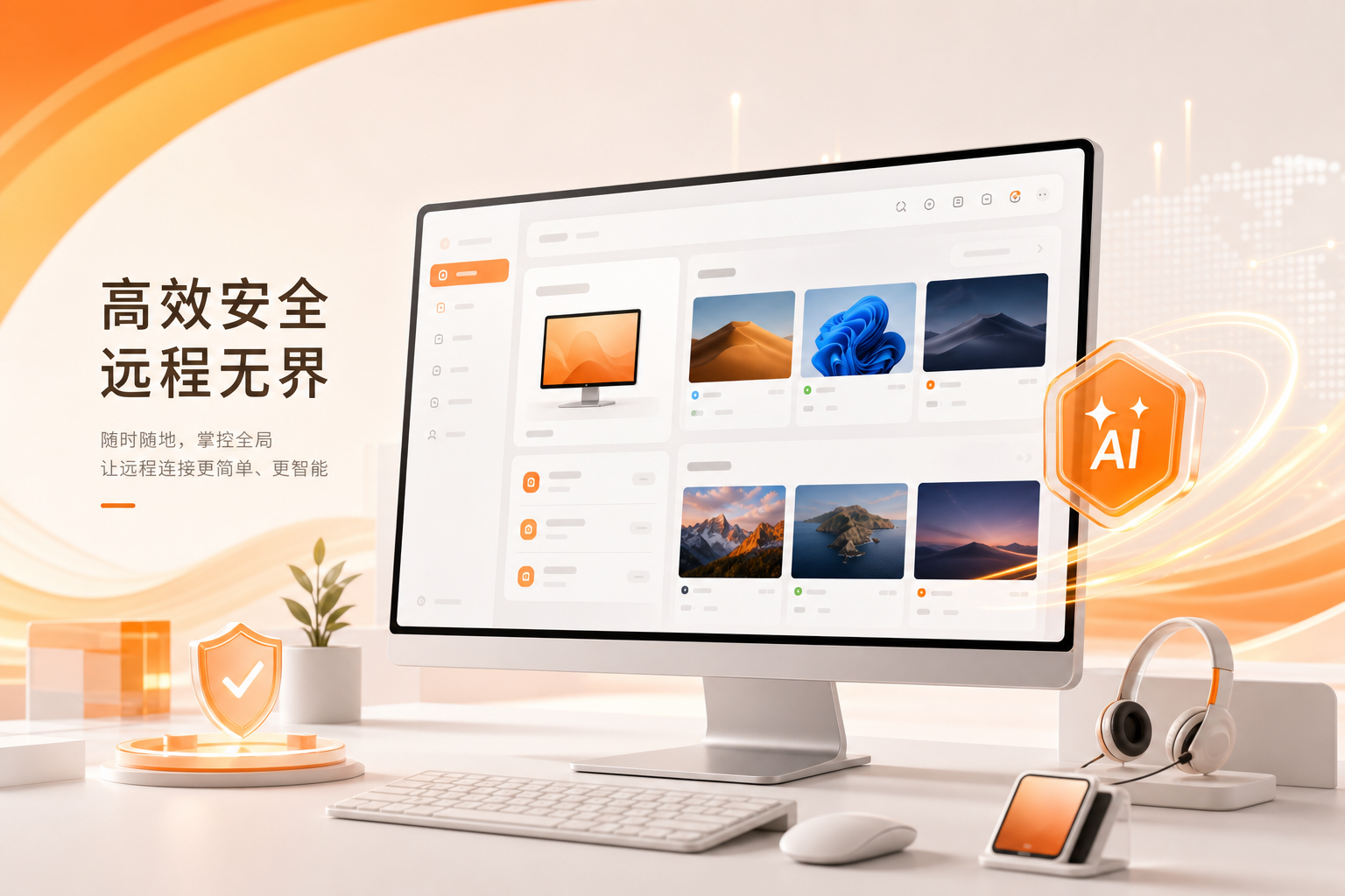 向日葵瑞士网格排版远程桌面界面